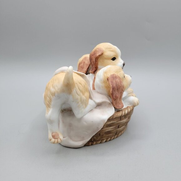 Homco Pups in a Basket Figurine Masterpiece Porcelain Collectible for Dog Lovers - Picture 4 of 7